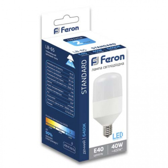 Світлодіодна LED лампа Feron E27 40W 6400K, LB-65 Standart (холодний)