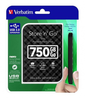 Внешний жесткий диск Verbatim Store n Go 750GB Black USB 3.0