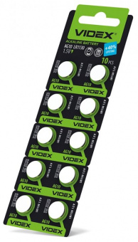 Батарейка Videx AG10 (LR1130) Alkaline (10шт/уп) 1.5V