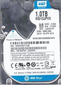 Жорсткий диск 1Tb Western Digital Blue 2.5" (WD10JPVX) SATAIII 5400 rpm 8Mb