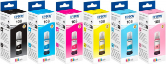 Комплект оригінального чорнила Epson 108 EcoTank L8050/L18050 (B/C/LC/M/LM/Y) 6х70ml