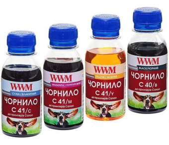 Комплект чернил WWM C40/41 Canon IP1800/IP1900/MP160/ MP190/MP210 (B/C/M/Y) 4x100ml