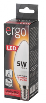 Светодиодная LED лампа Ergo E14 5W 3000K, C37 (теплый)