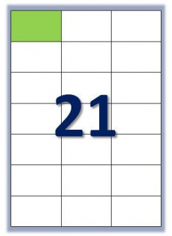 Етикетка самоклеюча Buromax 21 поділ 70*42,4мм А4 (100л) матова