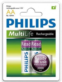 Аккумулятор Philips R6 Ni-MH 2000mAh (2шт/уп) предзаряженные