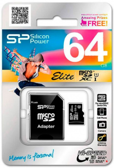 Карта пам'яті Silicon Power microSDXC 64GB Class 10 UHS-I ELITE + adapter