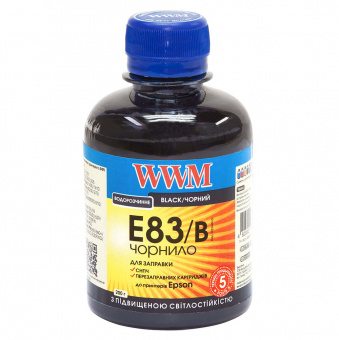 Чернила WWM E83/B Epson Stylus Photo P50/T50/R270/PX660/ TX650/1410 (Black) 200ml Светостойкие