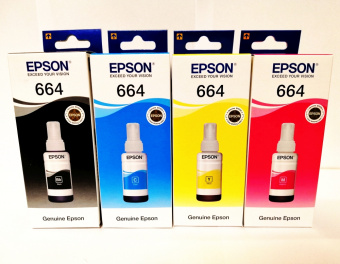 Комплект Оригінального чорнила Epson L100/L110/L200/L210/L355/ L555 (B/C/M/Y) 4х70ml