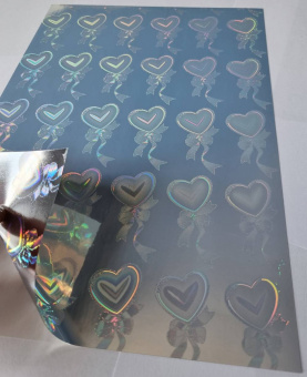 Самоклеющаяся пленка Galaxy А4 (20л) 80мкм, Струйная печать, Holographic LOVE RIBBON