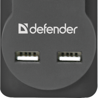 Мережевий фільтр Defender DFS 751 1,8м 10А 5 розеток 2xUSB, 2.1A