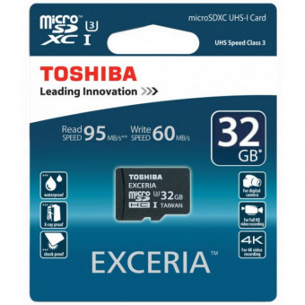 Карта памяти Toshiba microSDHC 32GB Class 10 UHS-I U3 + adapter