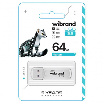 Флеш-память Wibrand Marten 64Gb White USB3.2