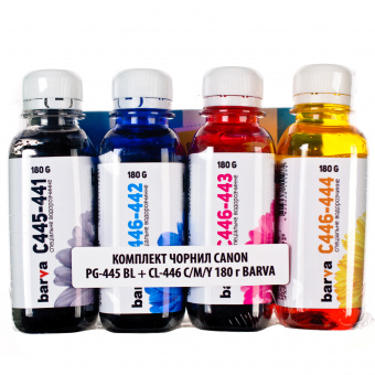 Комплект чорнила Barva Canon E404/E464/E514/MG2440/IP2840 (B/C/M/Y) 4x180ml (PG-445/CL-446)