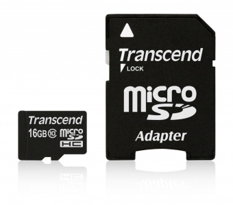 Карта памяти Trancend microSDHC 16GB Class 10 UHS-I Premium 200x + SD adapter