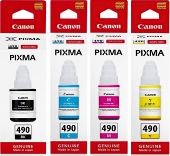 Комплект Оригинальных чернил GI-490 Canon Pixma G1400/ G2400/G3400/G4400 (B/C/M/Y)