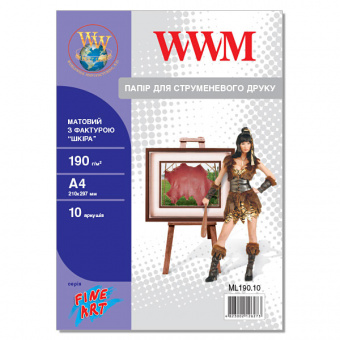 WWM A4 (10л) 190г/м2 матовая фотобумага фактура (Кожа)