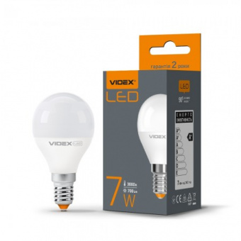 Светодиодная LED лампа Videx E14 7W 4100K, G45e (нейтральный)