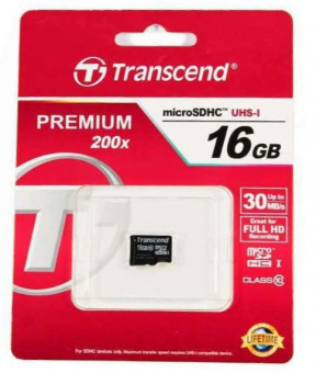 Карта памяти Trancend microSDHC 16GB Class 10 UHS-I Premium 200x no adapter