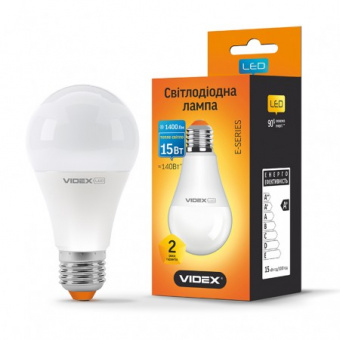 Світлодіодна LED лампа Videx E27 15W 3000K, A65e (теплий)