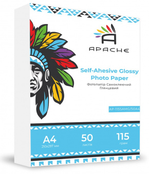 Самоклейка фотобумага Apache A4 (50л) 115г/м2 глянец