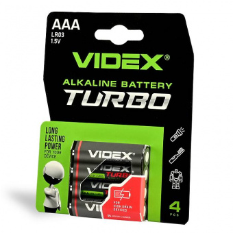 Батарейка Videx TURBO LR03 (40шт/уп) ААА