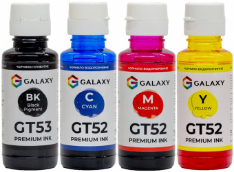 Комплект чернил GALAXY GT52/GT53 для HP InkTank/SmartTank (BP/C/M/Y) 4x100ml