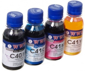 Комплект чорнил WWM C40/41 Canon IP1800/IP1900/MP160/MP190/MP210 (B/C/M/Y) 4x100ml