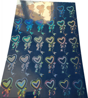Самоклеющаяся пленка Galaxy А4 (20л) 80мкм, Струйная печать, Holographic LOVE RIBBON